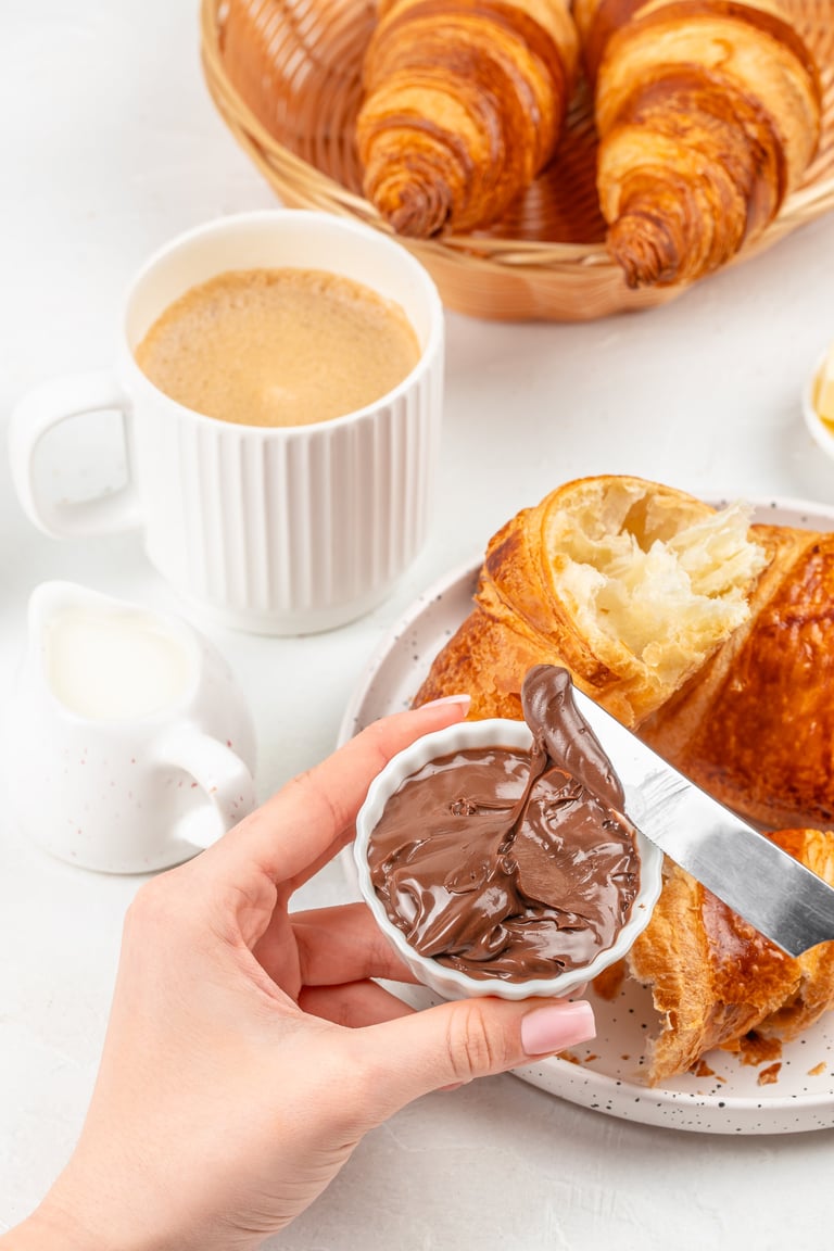 Chocolate croissant breakfast